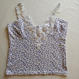 hand made white lace v-neck crop top cami tank